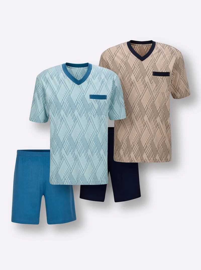 wäschepur men Shortys marine-bedruckt + topas-bedruckt, Marine-bedruckt + topas-bedruckt, – Produktbild 1 von 3