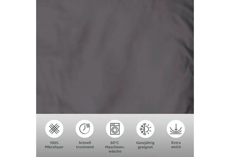 OTTO home Bettwäsche Desner 100% Microfaser, extra weich, allergikerfreundlich, Microfaser, 3 teilig, Premium Qualität, uni, schnell trocknend, pflegeleicht, ab 135x200 cm, Grau, – Produktbild 4 von 7