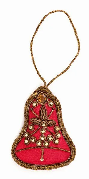 El Puente El Puente Baumanhänger "Glocke" | Fair Trade & Handmade aus Indien, Gold,rot, – Produktbild 1 von 1