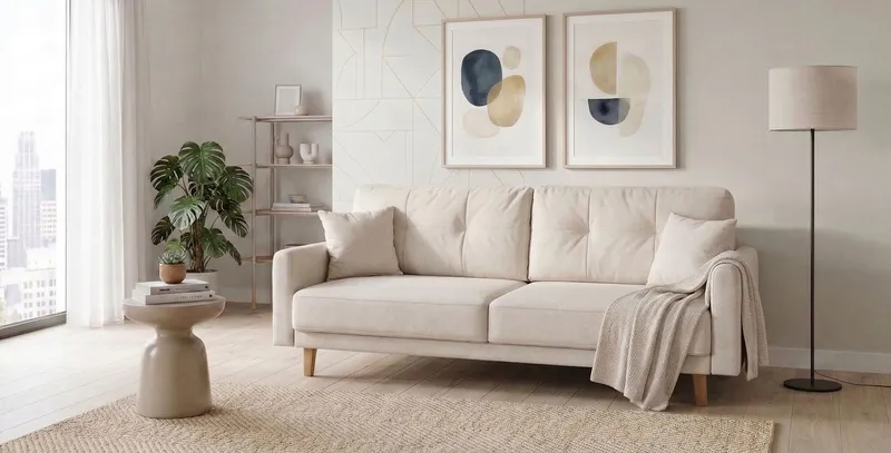 OTTO home 3-Sitzer TRIPLO optionale Schlafsofa mit Bettkasten, Maße B/T/H: 215/100/89 cm, Wahlweise Bettfunktion - Liegefläche 145x191 cm, Rücken-, Zierkissen, Beige, – Produktbild 2 von 5