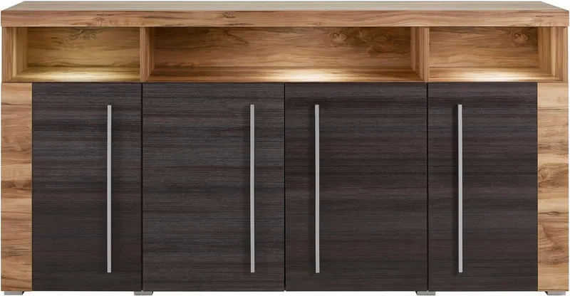 OTTO home Sideboard Roger,Breite 182cm, stilvolle Schrank mit 4 Türen, Kommode mit viel Stauraum, Einlegeböden verstellbar, Braun, – Produktbild 2 von 5