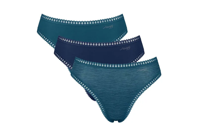 Sloggi Sloggi Slip Damen Slip 3er Pack Baumwolle GO Crush High leg C3P (Packung, 3er Pack), Blau, – Produktbild 1 von 3