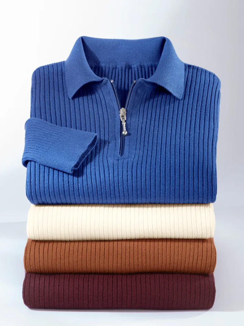 Witt Polopullover jeansblau, Jeansblau, – Produktbild 1 von 1
