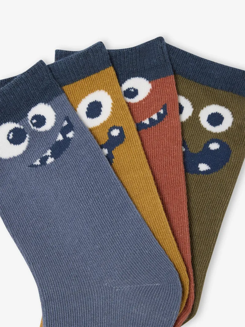 Vertbaudet 4er-Pack Socken MONSTER, Blau, – Produktbild 2 von 2