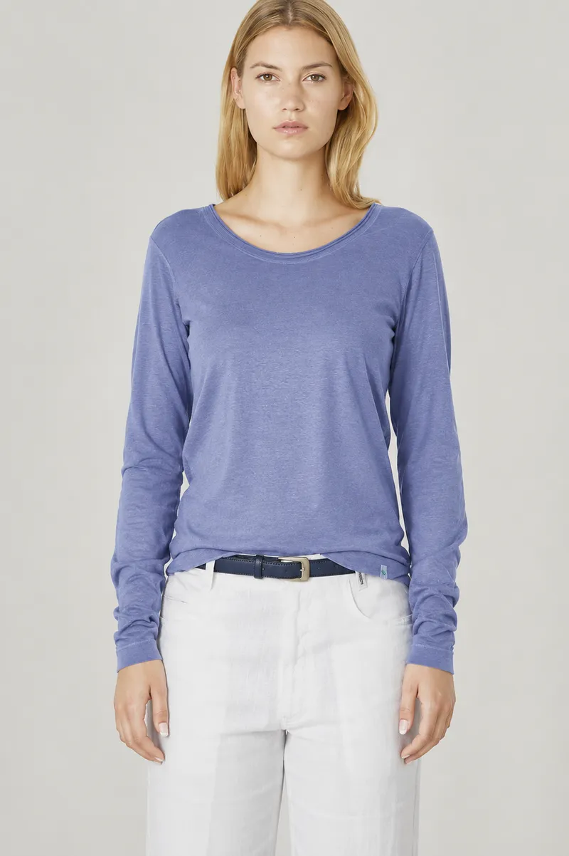 HempAge Hempage Damen vegan Langarm T-Shirt In Lavendel, Violett, – Produktbild 2 von 2