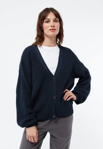Givn Berlin Givn Berlin Strickcardigan GBDESIREE oversize aus Bio-Baumwolle mit Perlmuster-Strick, Midnight blue, – Produktbild 1 von 5