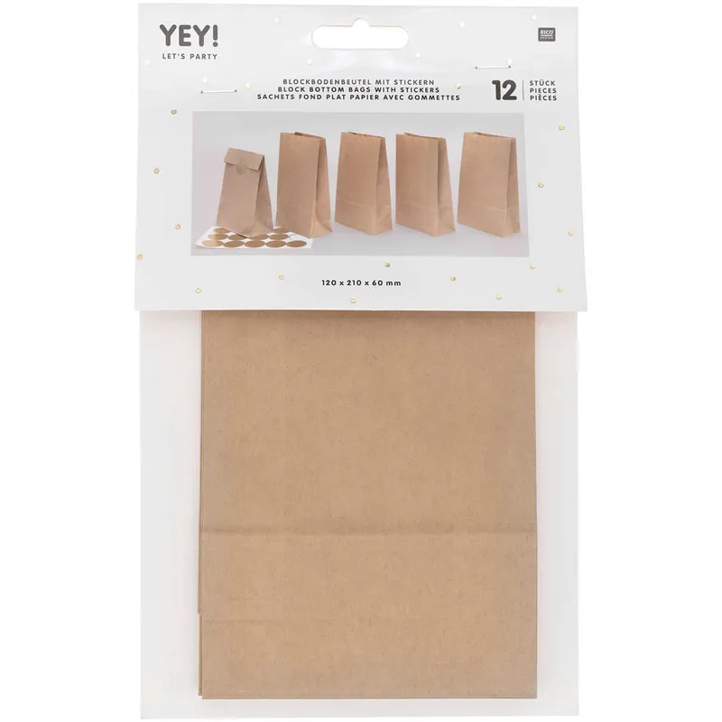 Rico Design Rico Design Blockbodenbeutel braun 12 Stück 120x210x60mm – Produktbild 1 von 1
