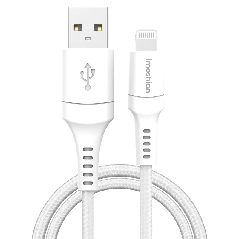 imoshion imoshion Lightning- auf USB-Kabel – nicht MFi-zertifiziert – Geflochtenes Gewebe – 0,25 m, Weiß, – Produktbild 1 von 1