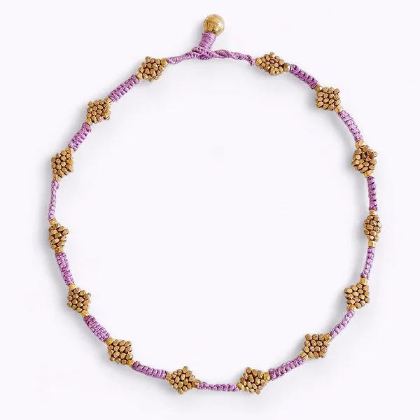 KIKOONI KIKOONI Dokra Kette "FLOWER", Lila, – Produktbild 1 von 3