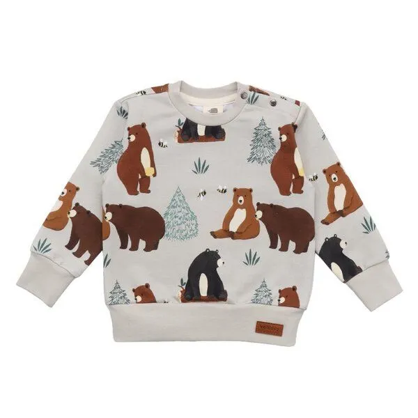 Walkiddy Walkiddy Baby Sweatshirt GOTS zertifiziert, 95% Bio-Baumwolle, beige, Bären-Allover, weich & bequem – Produktbild 1 von 3