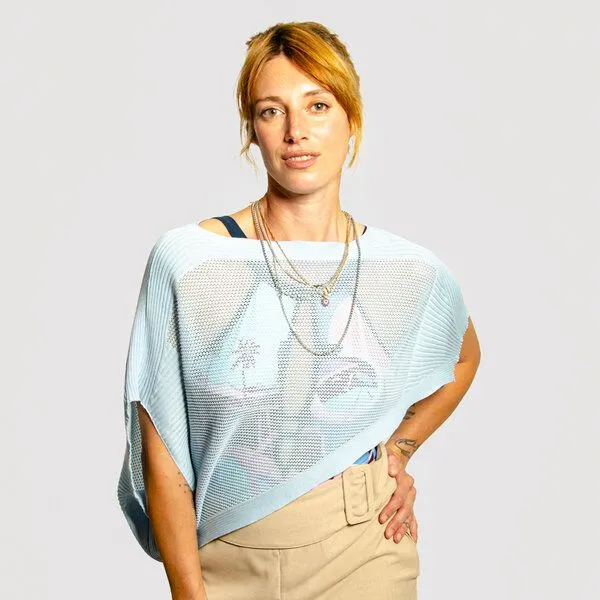 LANARTO slow fashion LANARTO slow fashion Poncho Cape 100% Biobaumwolle made in germany, Blau, – Produktbild 1 von 4