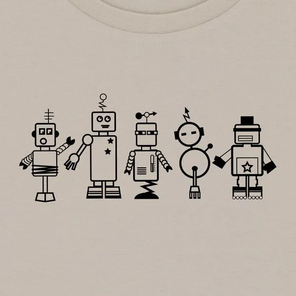 Spangeltangel Spangeltangel T-Shirt "Roboter", Damenshirt, bedruckt, Handsiebdruck, Grau, – Produktbild 2 von 3
