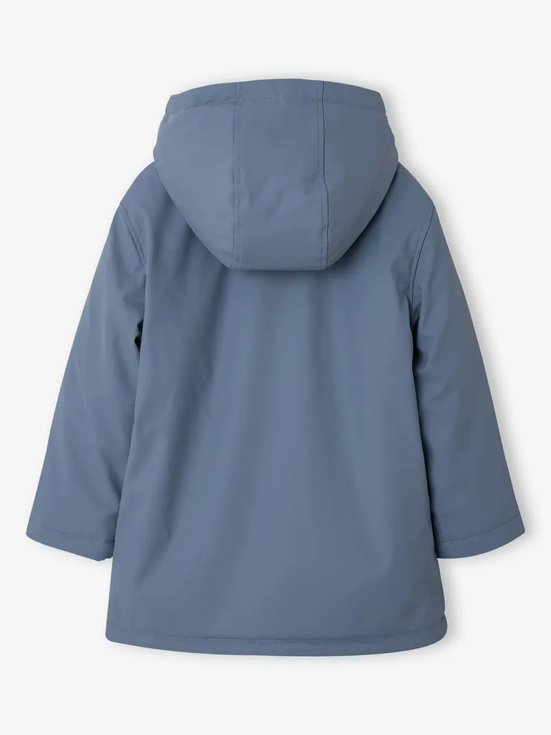 Vertbaudet Jungen Regenjacke mit Kapuze & Teddyfleece-Futter, Graublau, – Produktbild 2 von 4