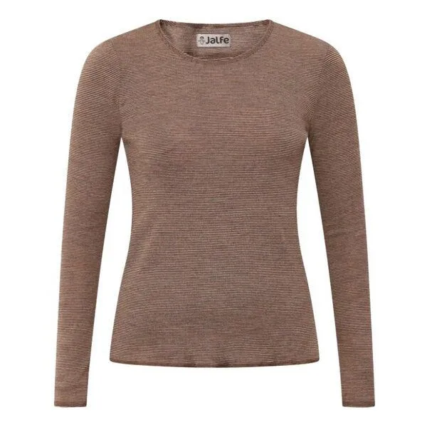 Jalfe Jalfe Longsleeve Wolle fein geringelt melange, Rose, – Produktbild 2 von 6