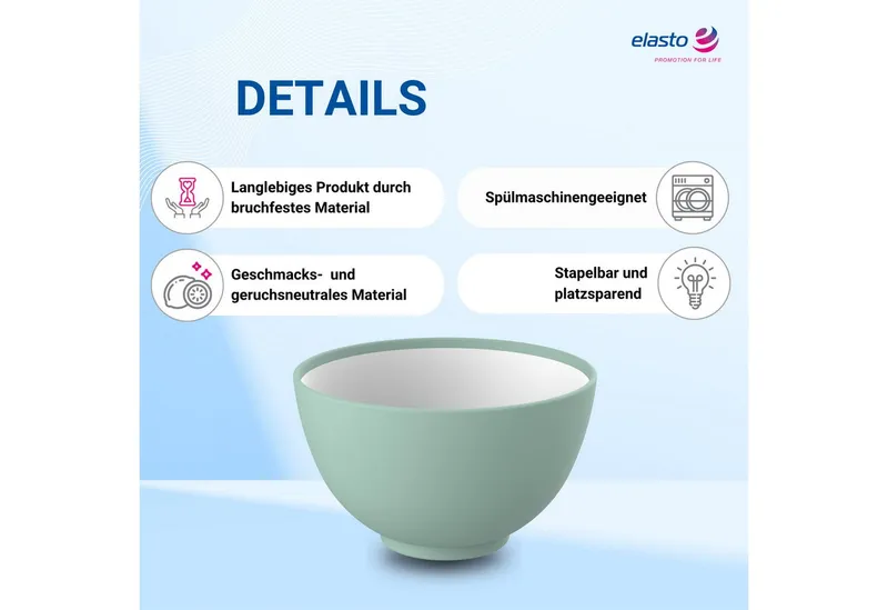 elasto elasto Müslischale aus Kunststoff, Minze/weiß, – Produktbild 1 von 8