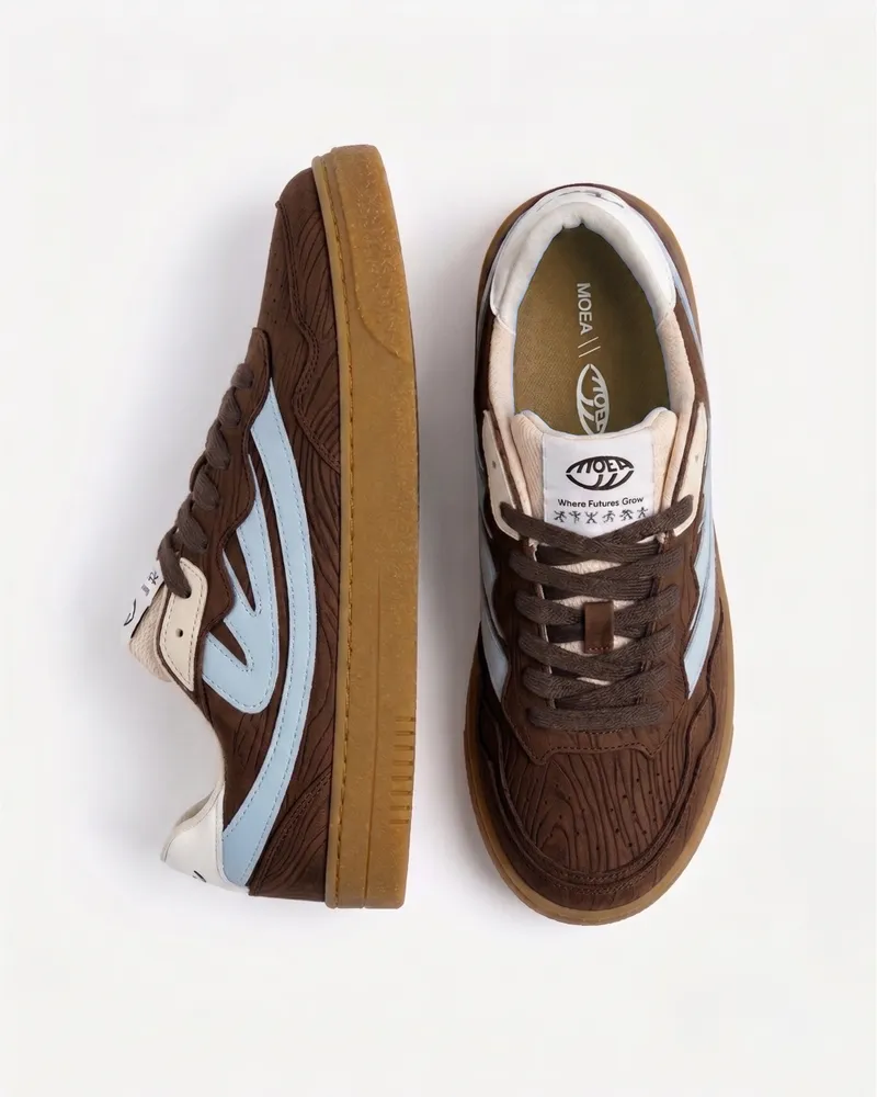 MoEa MoEa Herren vegan Sneaker Veyron Low Braun/Himmelblau Mushroom, Braun, – Produktbild 1 von 2