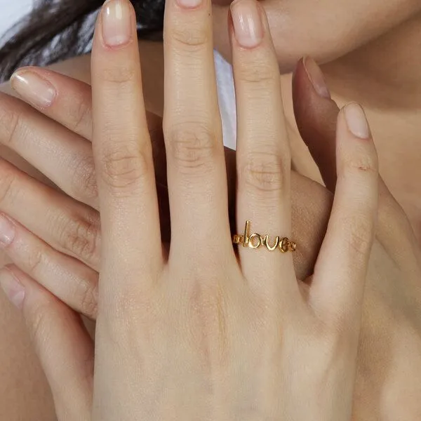 ELEKTROPULLI Größenverstellbarer Love Ring Ø17mm von Elektropulli, Gold, – Produktbild 2 von 4