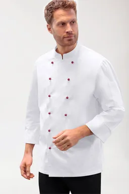BERUFSBEKLEIDUNG Gastro Kochjacke Herren aus Baumwolle - 1/1 Arm, weiß - Berufsbekleidung.de – Produktbild 1 von 1
