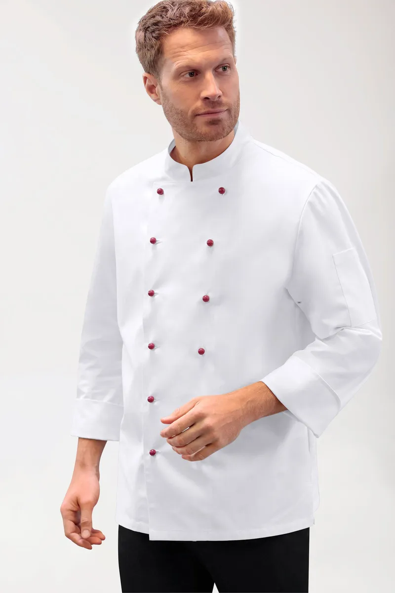 BERUFSBEKLEIDUNG Gastro Kochjacke Herren aus Baumwolle - 1/1 Arm, weiß - Berufsbekleidung.de, Weiß, – Produktbild 1 von 1