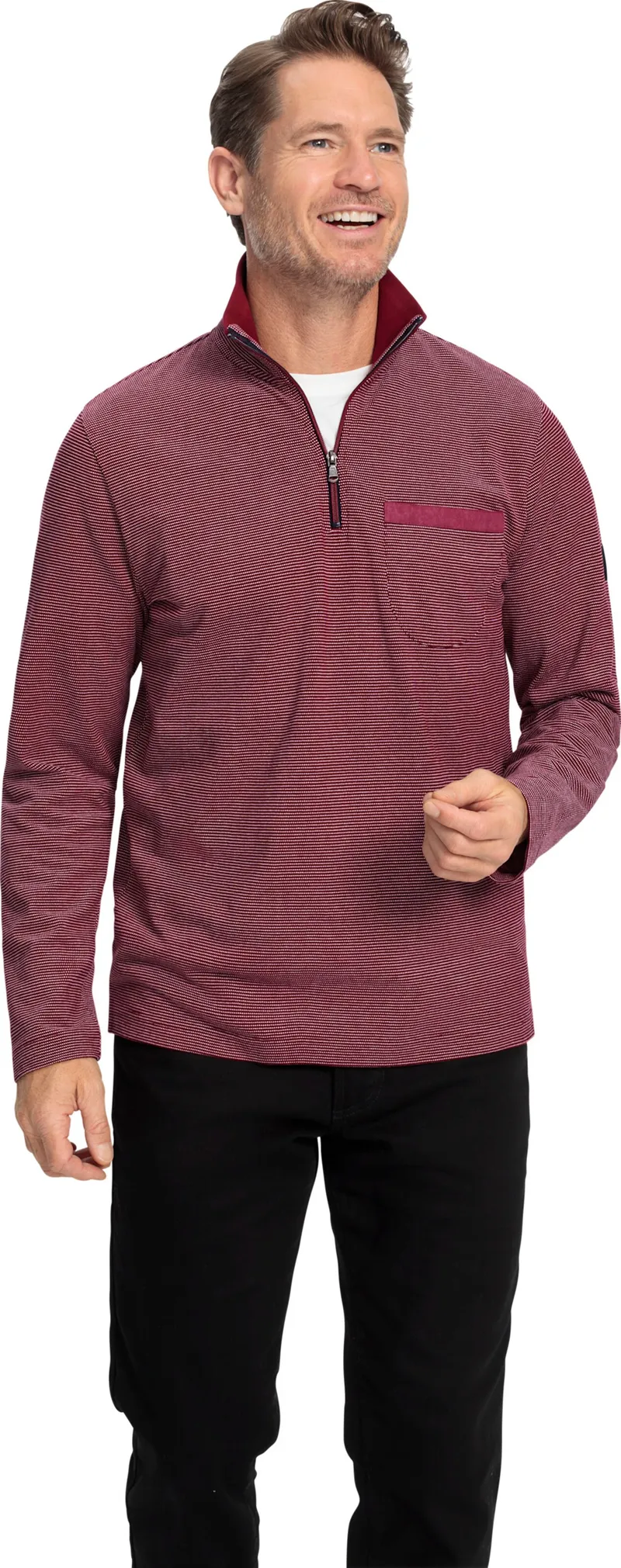 marco donati Langarmshirt dunkelrot-meliert, Dunkelrot-meliert, – Produktbild 2 von 2