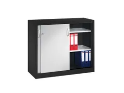 C+P C+P Schiebetürenschrank aus Stahl 120 cm breit anthrazit/alusilber T 50 H 100 – Produktbild 1 von 1