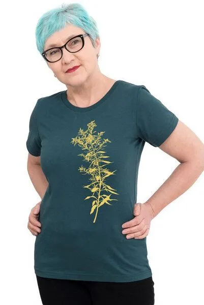 Hirschkind Hirschkind Fair-Trade-Frauenshirt "Goldraute" - Made in Kenia - dunkelgrün – Produktbild 2 von 2