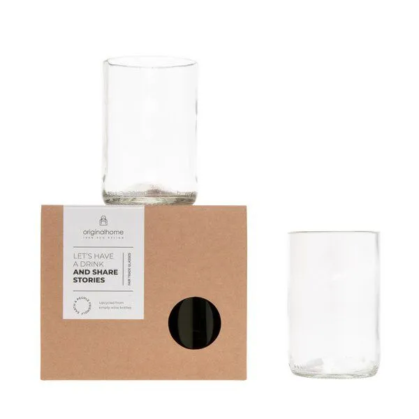 Originalhome Originalhome Recycelten Trinkgläser M, S/2 – grünes Geschenk, fair gefertigt & spülmaschinenfest, Klar, – Produktbild 1 von 1