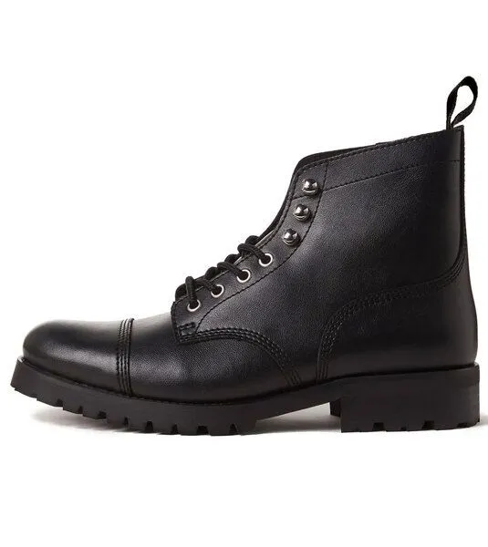 Will's Vegan Shop Will's Vegan Shop Work Boots aus veganem, italienischen Leder, Schwarz, – Produktbild 1 von 4