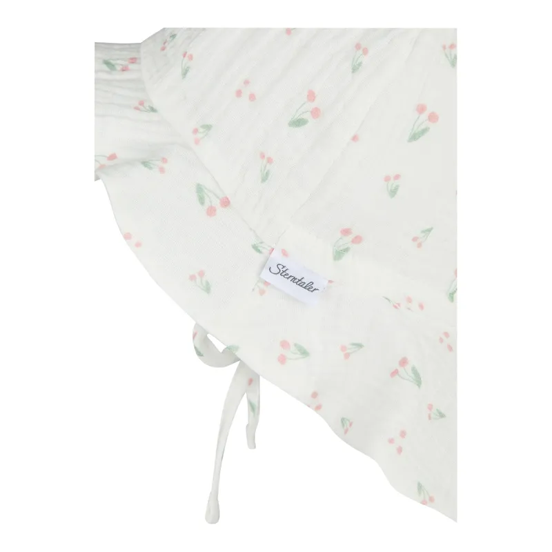 Sterntaler Sterntaler Musselin-Sonnenhut mit Nackenschutz Kirschen, Weiss, – Produktbild 2 von 3