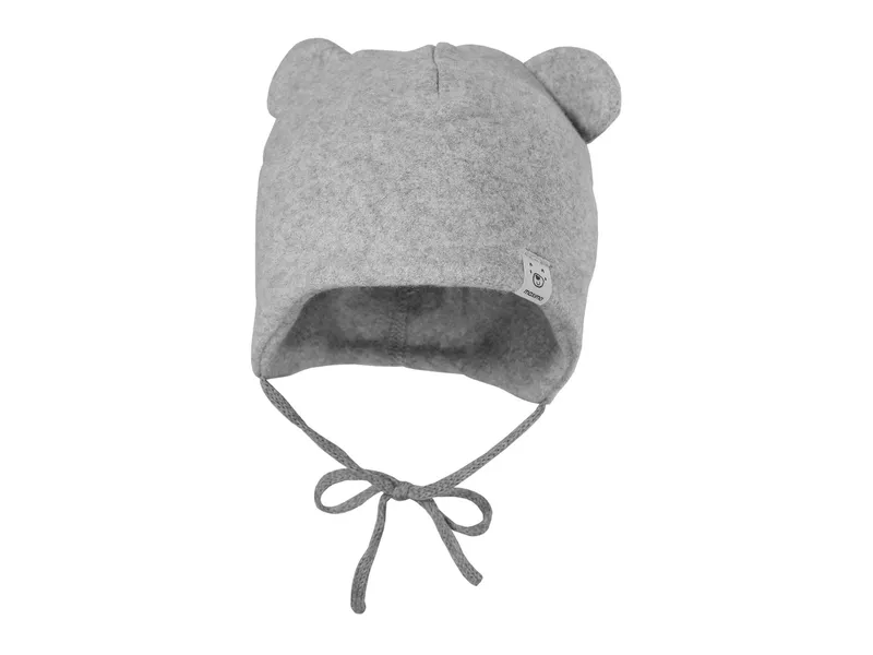 Maximo Baby Mütze mit Öhrchen Bio-Baumwolle Fleece grau-meliert Gr. 43, Grau, – Produktbild 2 von 2