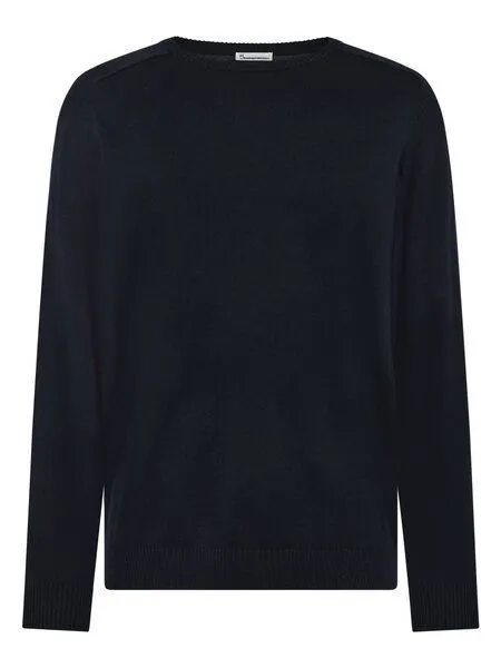 KnowledgeCotton Apparel KnowledgeCotton Apparel Leichter Pullover mit Rundhalsausschnitt aus Bio-Baumwolle und Kaschmir, Blau-night-sky, – Produktbild 1 von 4