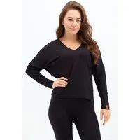KOKOworld KOKOworld Bluse Saja – weiche Viskose weiter Schnitt reversible V-Ausschnitt – Fair produziert, Black (schwarz), – Produktbild 1 von 1
