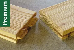 woodstore24 Europäische Lärche, Premiumqualität, 30 mm (S) x 100 mm (B), Oberfläche glatt gehobelt / Sichtseite nachsortiert, 13 % Holzfeuchte, splintfrei, stirnseitig Nut und Feder, längsseitig genutet, Länge: 1,00 m – Produktbild 1 von 1