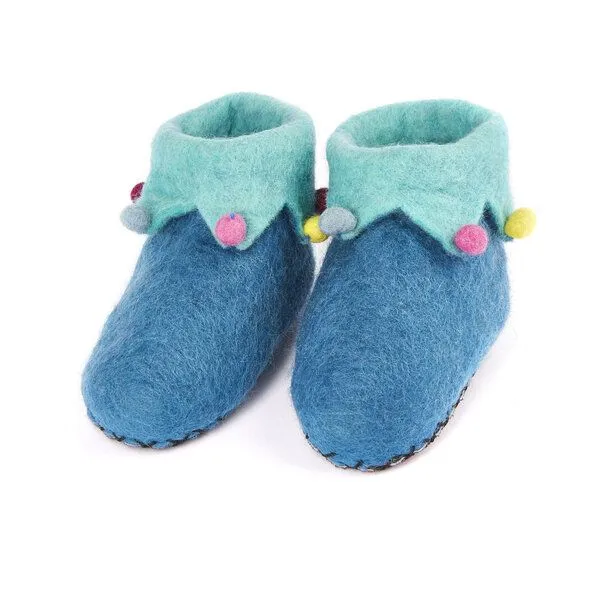 short'n'pietz short'n'pietz Hausschuhe Harlequin handgefilzt für Babies und Kinder, Türkis, – Produktbild 1 von 1