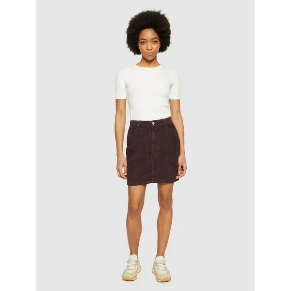 KnowledgeCotton Apparel KnowledgeCotton Apparel Cord Rock - Irregular corduroy skirt - aus Bio Baumwolle, Braun (chocolate plum), – Produktbild 1 von 3