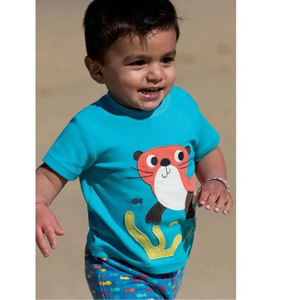 Frugi Frugi T-Shirt Otter in türkis Scout Applique Top – Produktbild 2 von 3