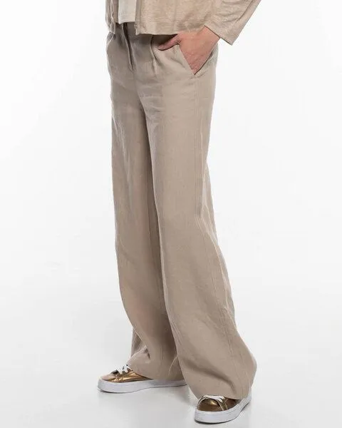 Alma & Lovis Alma & Lovis Trendige Marlenehose aus reinem Leinen | Leinen Marlene, Humus (natur), – Produktbild 4 von 4