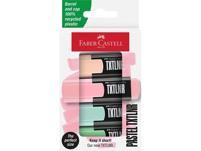 Faber-Castell Faber-Castell 4er-Set Mini-Textmarker "TXTLNR", pastell – Produktbild 2 von 2