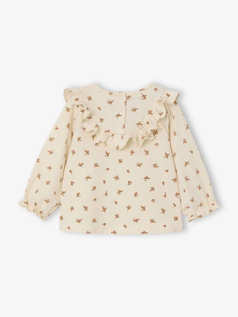 Vertbaudet Baby Blusenshirt mit Blumenprint und Volants vanille, Vanille, – Produktbild 4 von 4