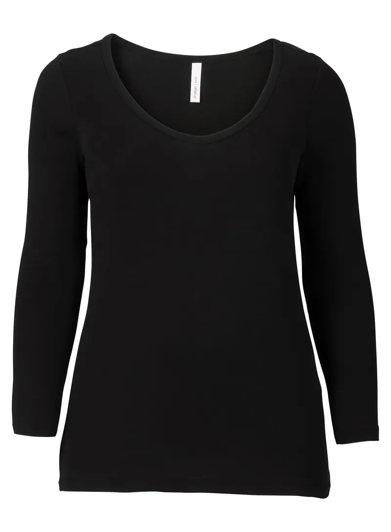 sheego Langarmshirt schwarz, Schwarz, – Produktbild 2 von 3