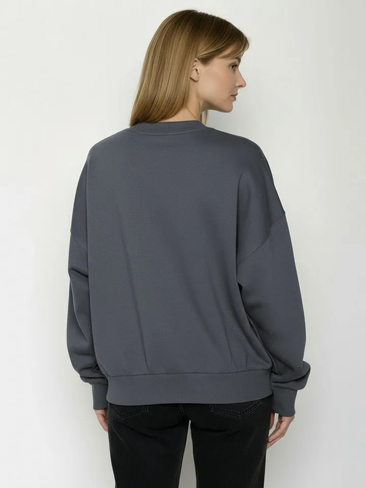 GreenBomb GreenBomb Sweatshirt Core No Rain (1) 100% Organic Cotton, GOTS, weit geschnitten, Rundhals, Grau, – Produktbild 4 von 5