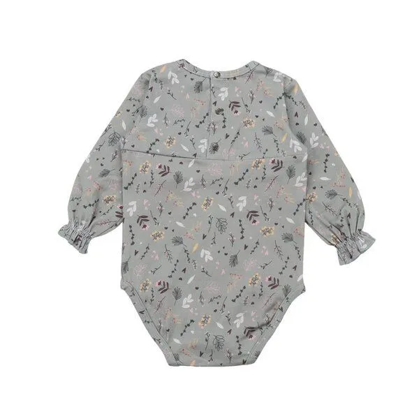 Walkiddy Walkiddy Tiny Flowers Bio-Baumwoll Trägerbody - Nachhaltig, Allergiefrei & Fair Trade - Frill Body, Grün – GOTS zertifiziert, Grün, – Produktbild 2 von 3