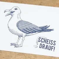 Bow & Hummingbird Bow & Hummingbird Maritime Postkarte "Scheiß drauf - Möwe" aus Recyclingpapier – Produktbild 1 von 1