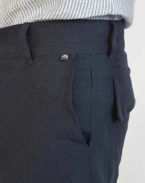 Aatise Aatise Herren Leinenhose im Chino-Stil aus 100% Leinen Zhineau, Blau, – Produktbild 2 von 4
