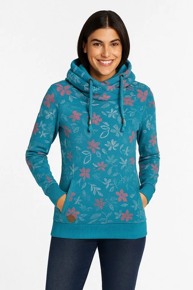 ragwear ragwear Sweatshirt NESKA FLOWERS O mit asymetrischem Schalkragen, Grün, – Produktbild 2 von 5