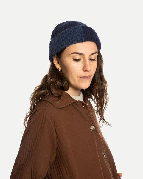 MATONA Matona Fischermütze | Fisherman Beanie | aus Wolle und Baumwolle | GOTS-zertifiziert, Blue melange - navy, – Produktbild 1 von 4