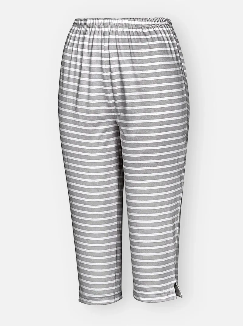 wäschepur Capri-Hose steingrau-weiß-geringelt, Steingrau-weiß-geringelt, – Produktbild 2 von 2