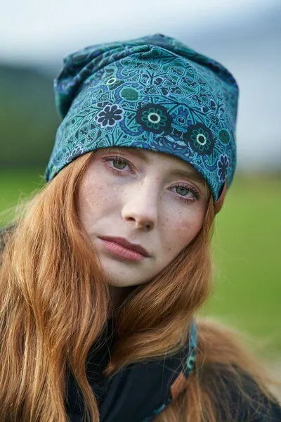 KOKOworld KOKOworld Damen Mütze Basic aus zertifizierter Bio-Baumwolle, Green nefud (mehrfarbig), – Produktbild 3 von 4