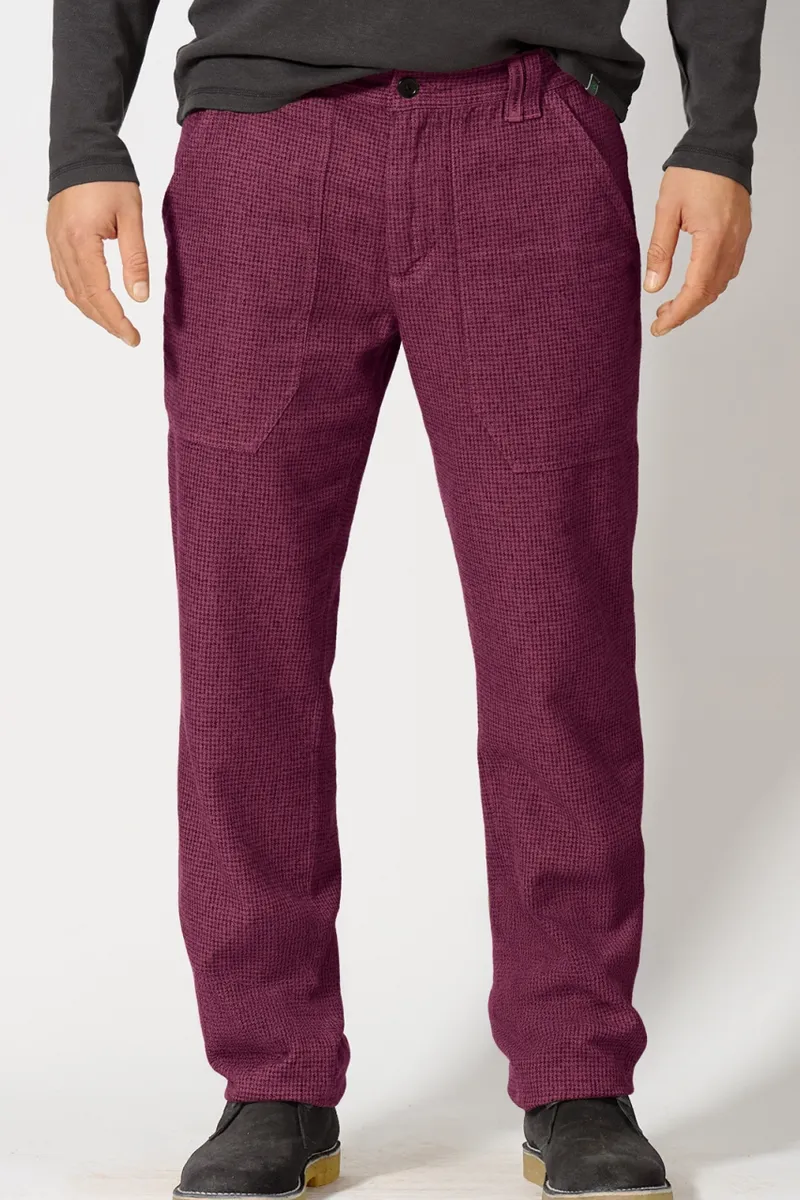 HempAge Hempage Herren vegan Hose Mit Hahnentrittmuster Weinrot, Rot, – Produktbild 2 von 2