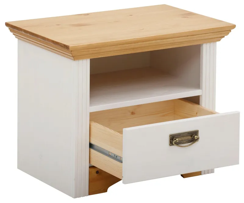 OTTO home Nachtkonsole Konrad, Nachtkommode, Nako, im Landhausstil, rustikal, aus massiver, FSC®-zertifizierter Kiefer, Weiß, – Produktbild 8 von 8
